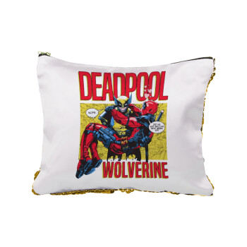 Superhero Deadpool Wolverine, Τσαντάκι νεσεσέρ με πούλιες (Sequin) Χρυσό