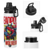 Metal water bottle with safety cap, aluminum 850ml