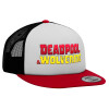 Adult Foam Flat Snapback with Mesh Red-White-Black (POLYESTER, ADULT, UNISEX, ONE SIZE)