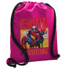 Backpack pouch GYMBAG Fuchsia, with pocket (40x48cm) & thick cords