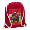 Backpack pouch GYMBAG Red, with pocket (40x48cm) & thick cords