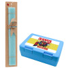 Easter Set, children's snack container BLUE & Easter aromatic flat candle (30cm) (TURQUOISE)