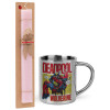 Easter Set, metallic thermal cup (300ml) & aromatic flat Easter candle (30cm) (PINK)