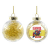 Transparent Christmas tree ball ornament with gold filling 8cm