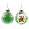 Transparent Christmas tree ball ornament with green filling 8cm