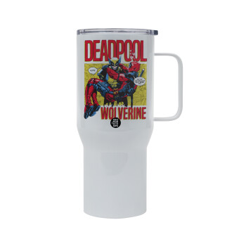 Superhero Deadpool Wolverine, Mega Stainless steel Tumbler with lid, double wall 750L