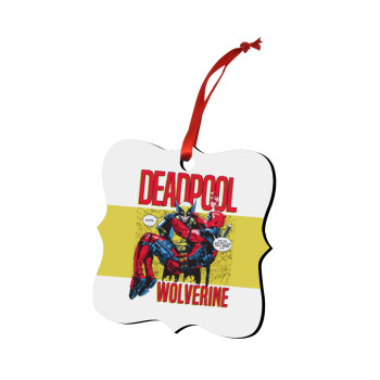 Superhero Deadpool Wolverine, Christmas ornament polygon wooden 7.5cm