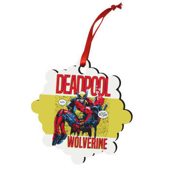 Superhero Deadpool Wolverine, Christmas ornament snowflake wooden 7.5cm