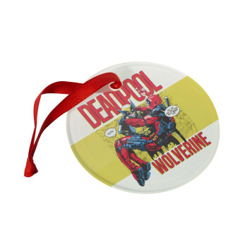 Superhero Deadpool Wolverine, Christmas ornament glass 9cm