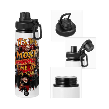 Halloween it's most wonderful time of the year, Metal water bottle with safety cap, aluminum 850ml