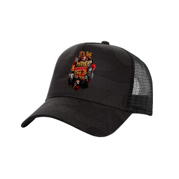 Halloween it's most wonderful time of the year, Adult Structured Trucker Hat, with Mesh, Dark Army (100% COTTON, ADULT, UNISEX, ONE SIZE)