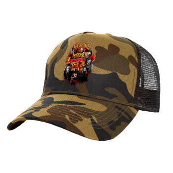 Halloween it's most wonderful time of the year, Adult Structured Trucker Hat, with Mesh, (Camouflage) Army (100% COTTON, ADULT, UNISEX, ONE SIZE)