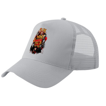 Halloween it's most wonderful time of the year, Adult Structured Trucker Hat, with Mesh, GRAY (100% COTTON, ADULT, UNISEX, ONE SIZE)