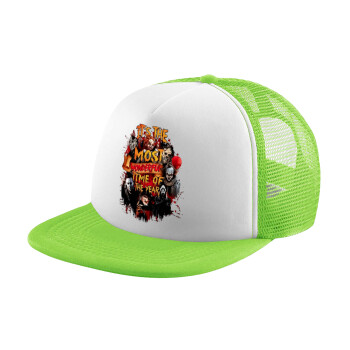 Halloween it's most wonderful time of the year, Adult Soft Trucker Hat with Mesh GREEN/WHITE (POLYESTER, ADULT, ONE SIZE)