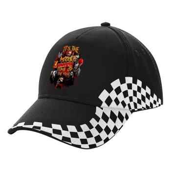 Halloween it's most wonderful time of the year, Adult Ultimate BLACK RACING Cap, (100% COTTON DRILL, ADULT, UNISEX, ONE SIZE)