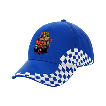 Halloween it's most wonderful time of the year, Adult Ultimate BLUE RACING Cap, (100% COTTON DRILL, ADULT, UNISEX, ONE SIZE)