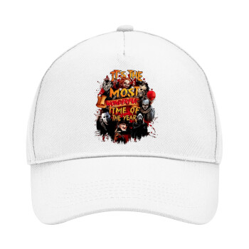 Halloween it's most wonderful time of the year, Adult Baseball Cap, Drill, White (100% COTTON, ADULT, UNISEX, ONE SIZE)