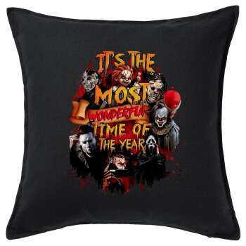 Halloween it's most wonderful time of the year, Sofa cushion black 50x50cm includes filling