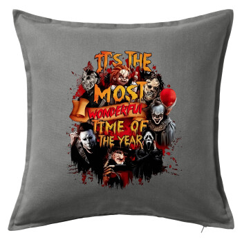 Halloween it's most wonderful time of the year, Sofa cushion Grey 50x50cm includes filling