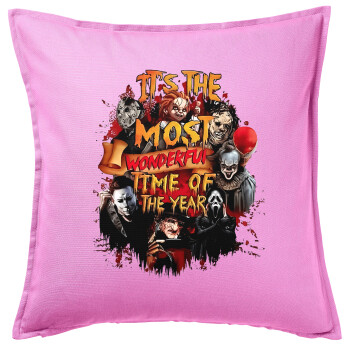 Halloween it's most wonderful time of the year, Sofa cushion Pink 50x50cm includes filling