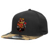 Adult Flat Snapback Hat Black/Camouflage, (100% COTTON TWILL, ADULT, UNISEX, ONE SIZE)