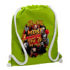 Backpack bag GYMBAG LIME GREEN, with pocket (40x48cm) & thick cords