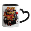 Mug heart black handle, ceramic, 330ml