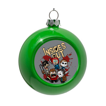 Halloween Inside out, Green Christmas tree ornament bauble 8cm