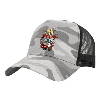 Halloween Inside out, Καπέλο Ενηλίκων Structured Trucker, με Δίχτυ, (παραλλαγή) Army Camo (100% ΒΑΜΒΑΚΕΡΟ, ΕΝΗΛΙΚΩΝ, UNISEX, ONE SIZE)