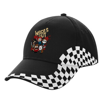 Halloween Inside out, Adult Ultimate BLACK RACING Cap, (100% COTTON DRILL, ADULT, UNISEX, ONE SIZE)