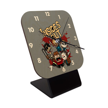 Halloween Inside out, Quartz Table clock in natural wood (10cm)