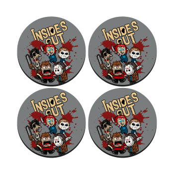 Halloween Inside out, SET of 4 round wooden coasters (9cm)