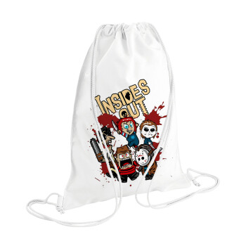 Halloween Inside out, Backpack pouch GYMBAG white (28x40cm)