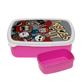 Halloween Inside out, ΡΟΖ παιδικό δοχείο φαγητού (lunchbox) πλαστικό (BPA-FREE) Lunch Βox M18 x Π13 x Υ6cm