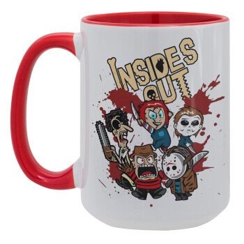 Halloween Inside out, Κούπα Mega 15oz, κεραμική Κόκκινη, 450ml