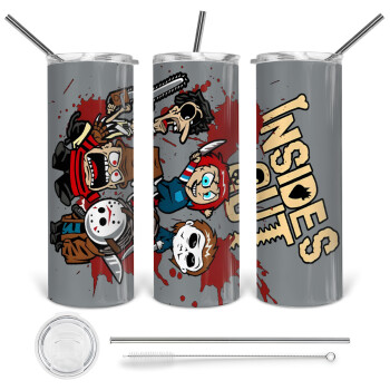 Halloween Inside out, 360 Eco friendly stainless steel tumbler 600ml, with metal straw & cleaning brush