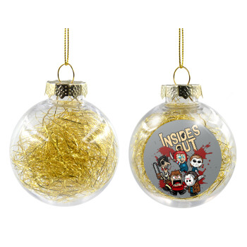 Halloween Inside out, Transparent Christmas tree ball ornament with gold filling 8cm