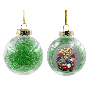 Halloween Inside out, Transparent Christmas tree ball ornament with green filling 8cm