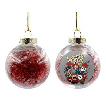 Halloween Inside out, Transparent Christmas tree ball ornament with red filling 8cm