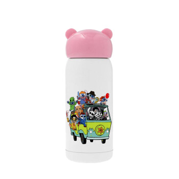 Stitch Halloween, Pink stainless steel thermal flask, 320ml