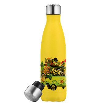 Stitch Halloween, Yellow Stainless Steel Metallic Thermos, double-walled, 500ml