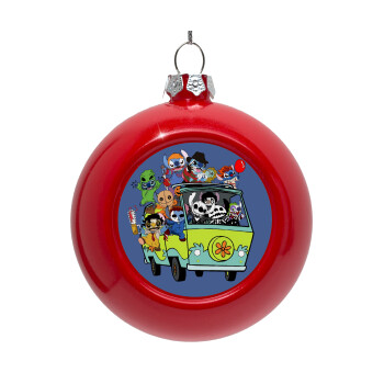 Stitch Halloween, Red Christmas tree ornament bauble 8cm