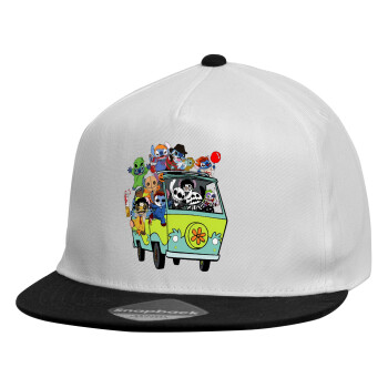 Stitch Halloween, Child's Flat Snapback Hat, White (100% COTTON, CHILDREN'S, UNISEX, ONE SIZE)