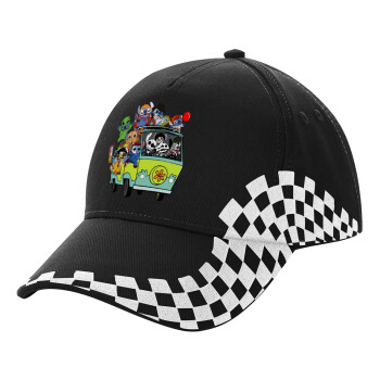 Stitch Halloween, Adult Ultimate BLACK RACING Cap, (100% COTTON DRILL, ADULT, UNISEX, ONE SIZE)