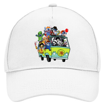 Stitch Halloween, Adult Baseball Cap, Drill, White (100% COTTON, ADULT, UNISEX, ONE SIZE)