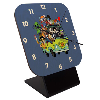 Stitch Halloween, Quartz Table clock in natural wood (10cm)