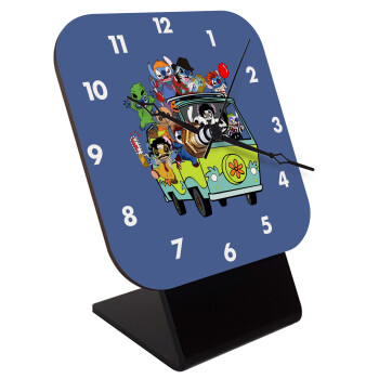 Stitch Halloween, Quartz Wooden table clock with hands (10cm)