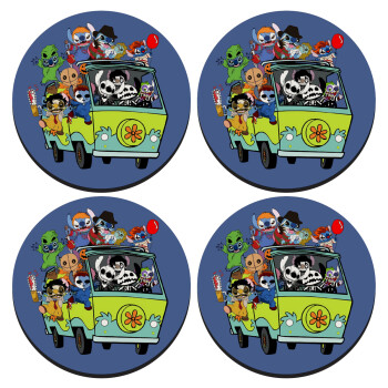 Stitch Halloween, SET of 4 round wooden coasters (9cm)