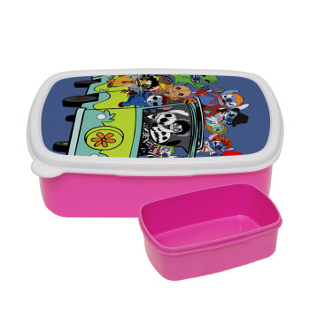 Stitch Halloween, ΡΟΖ παιδικό δοχείο φαγητού (lunchbox) πλαστικό (BPA-FREE) Lunch Βox M18 x Π13 x Υ6cm