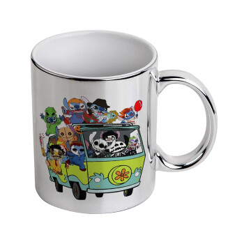 Stitch Halloween, Mug ceramic, silver mirror, 330ml